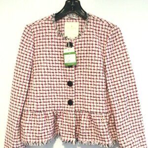 NWT Kate Spade New York Pink Multi Tweed Jacket Size 6